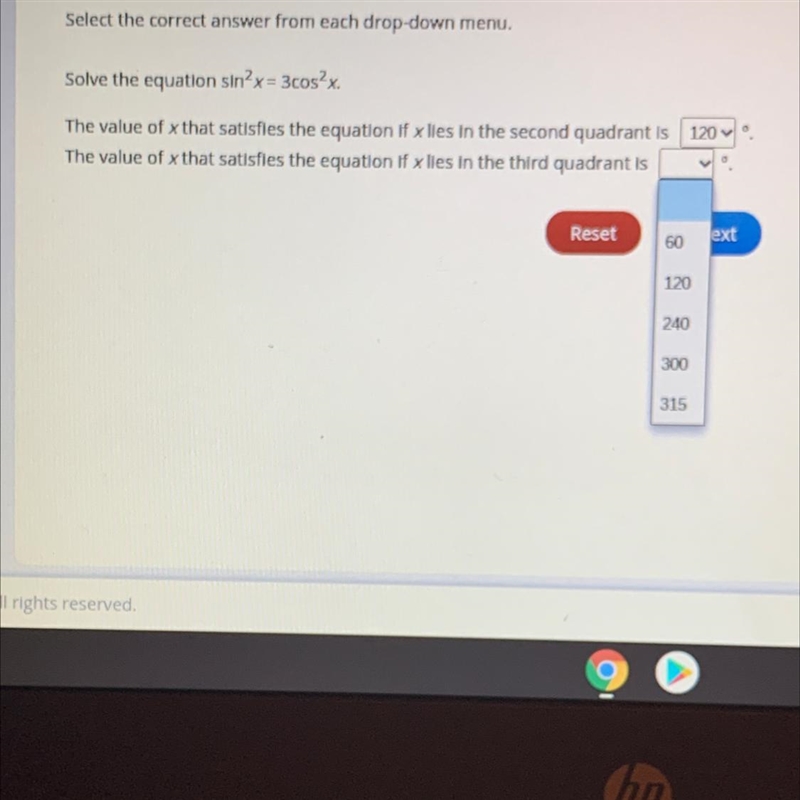 Solve the equation sin^2x=3Cos^2X. I would love to graduate...so thanks in advance-example-1