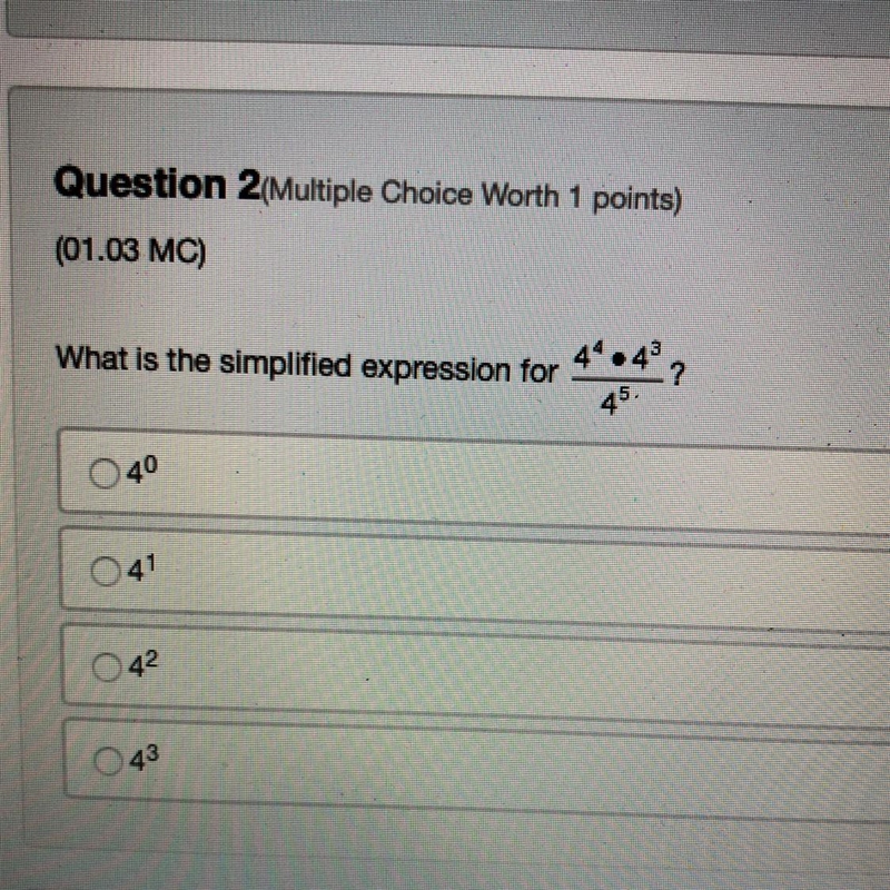 What is the simplified expression for 44 • 43 45-example-1