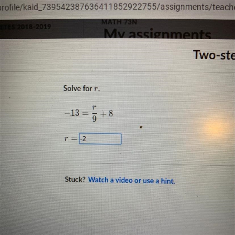 Solve for r. – 13 = 1/3 +8-example-1