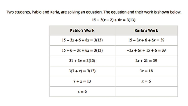 Use the table here to answer the questions below. 1) Explain what Pablo did in each-example-1