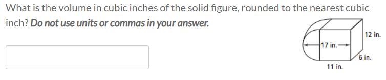 What is the volume in cubic inches of the solid figure, rounded to the nearest cubic-example-1