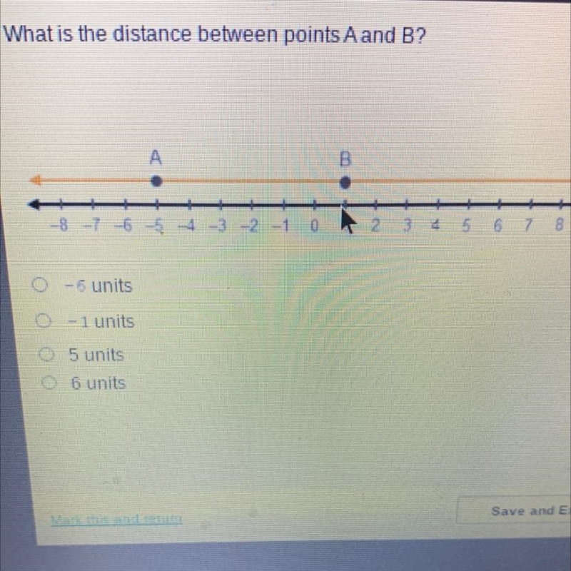 What is the distance between points a and b-example-1