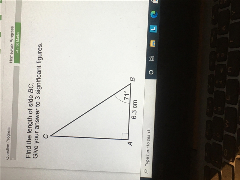 Find the lenght of side BC. give your answer to 3 significant figures-example-1