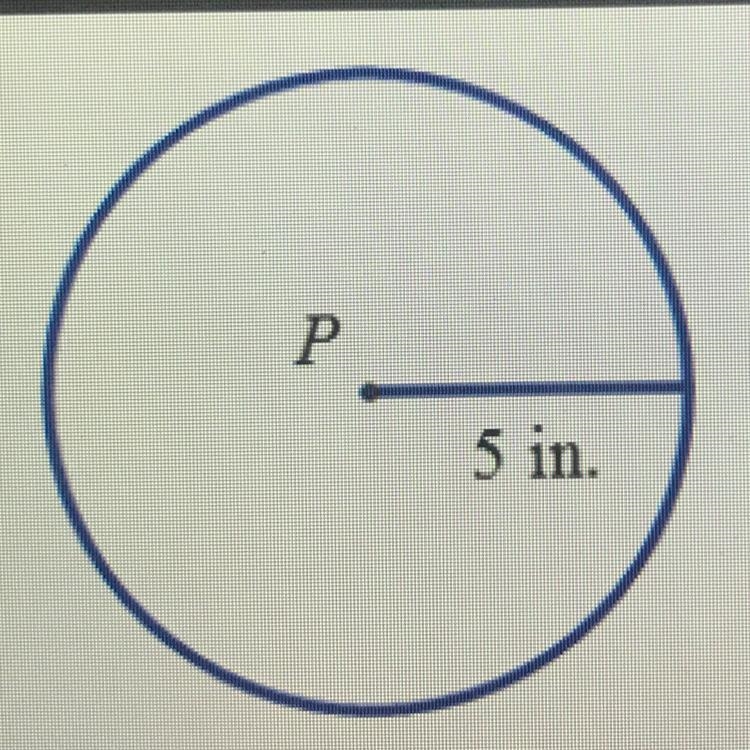 Find the circumference of oP. Leave your answer in terms of pi-example-1