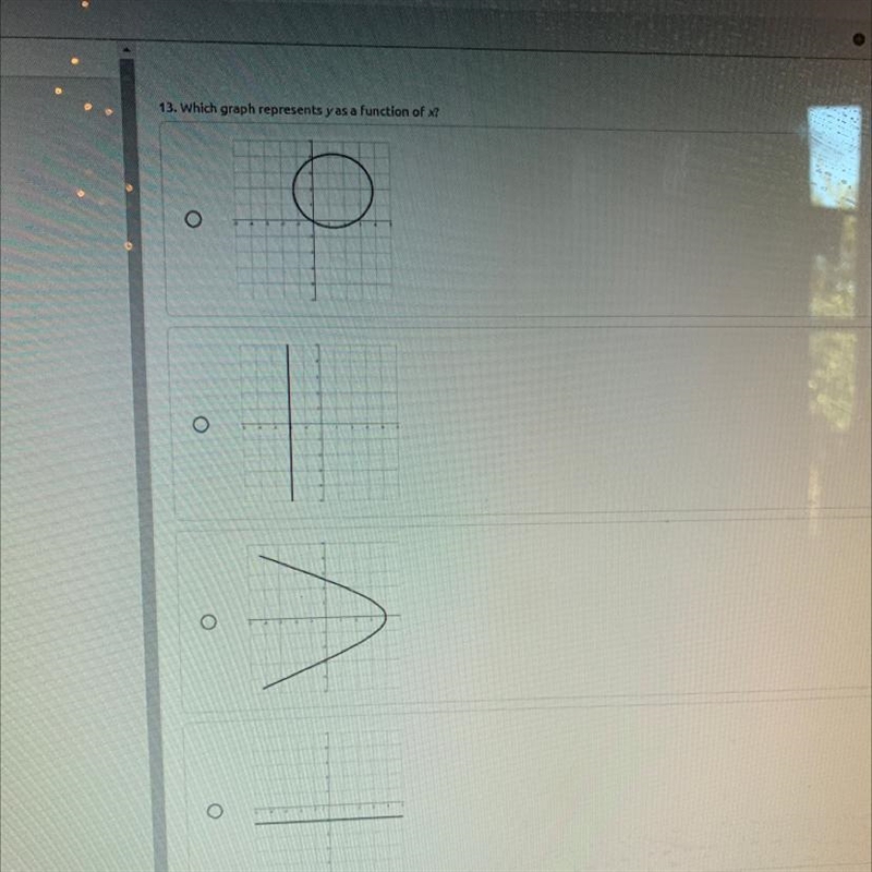 Which graph represents y as a function of x?-example-1