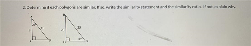 determine if each polygons are similar, if so, write the similarity statement and-example-1