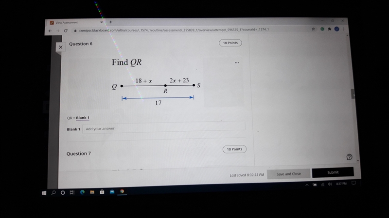 Find QR QR + RS = QS 18 + x + 2x + 24 = 17-example-1