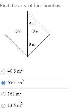 Find the area of the rhombus.-example-1