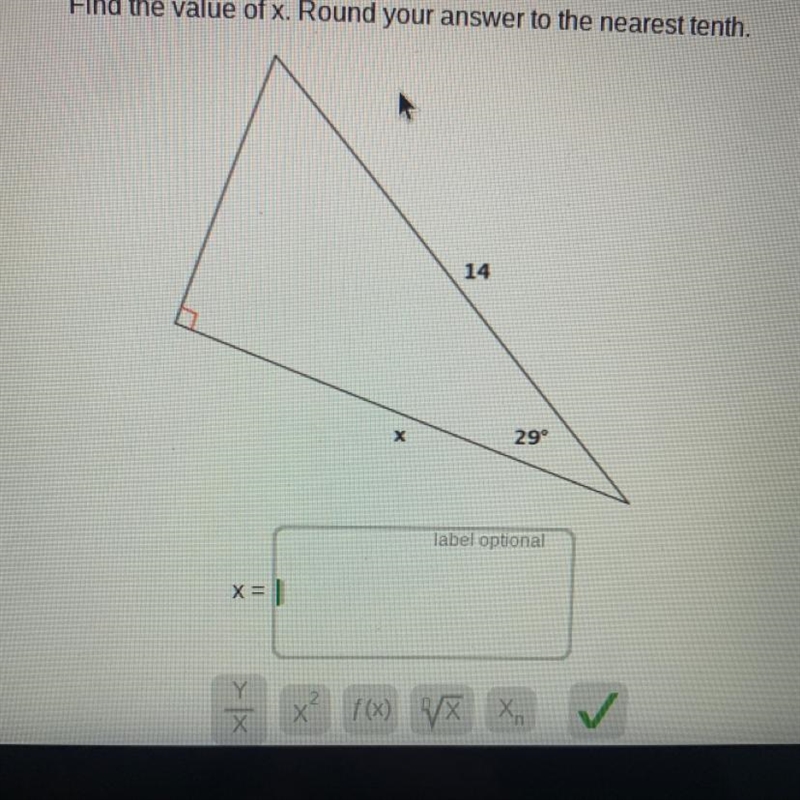 Find the value of x. Round your answer to the nearest tenth Pleaseee help pleaseee-example-1