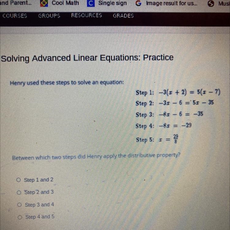 Henry used these steps to solve an equation: Step 1: _3(1 + 2) = 5(1 – 7) Step 2: -3 -6 = 5r-example-1