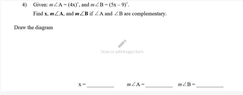 Draw the diagram and find x. Show your work. A.X=7 B.x=15 C.x=11-example-1