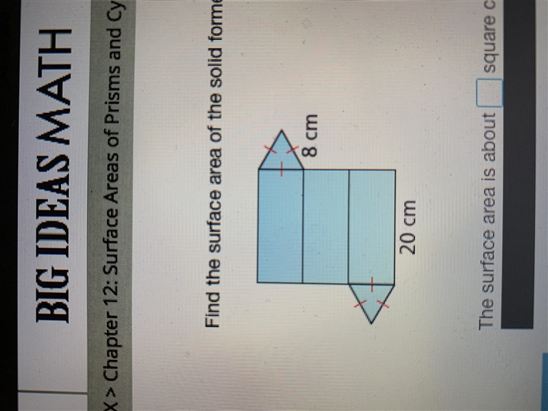 Find the surface area of the solid formed by the net. Round your answer to the nearest-example-1