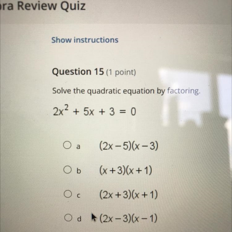 Solve the quadratic equation by factoring--example-1