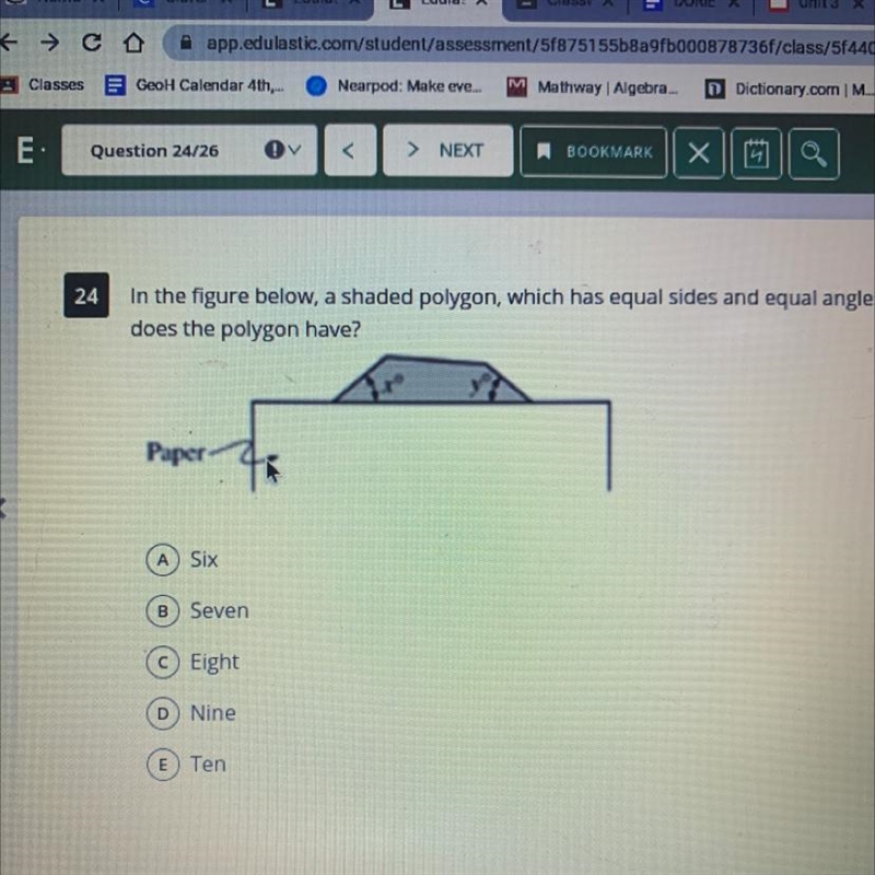 In the figure below, a shaded polygon, which has equal sides and equal angles, is-example-1