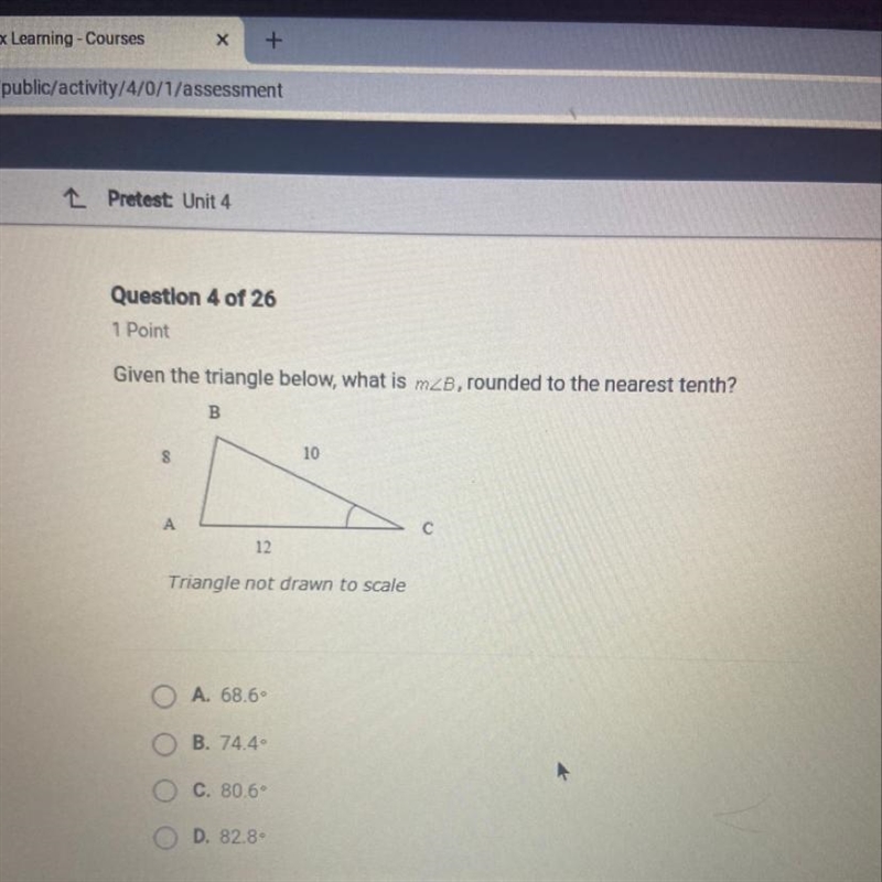 Given the triangle below, what is mB, rounded to the nearest tenth?-example-1