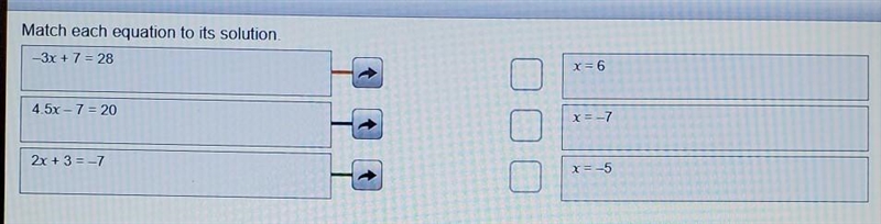 Match each equation to its solution​-example-1