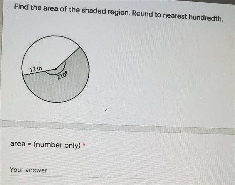 Find the area of the shaded region. Round to nearest hundredth. Find the area of the-example-1