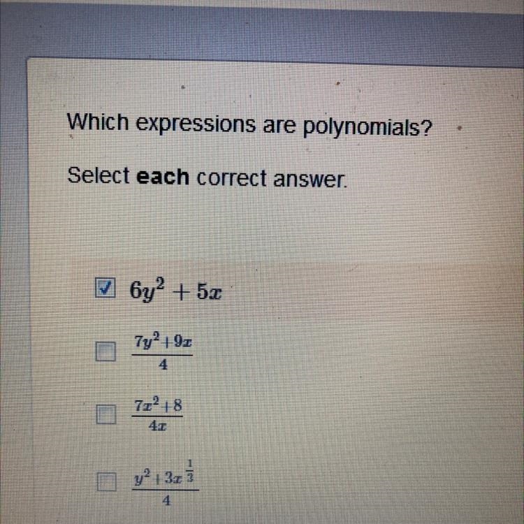 Which expressions are polynomials??-example-1