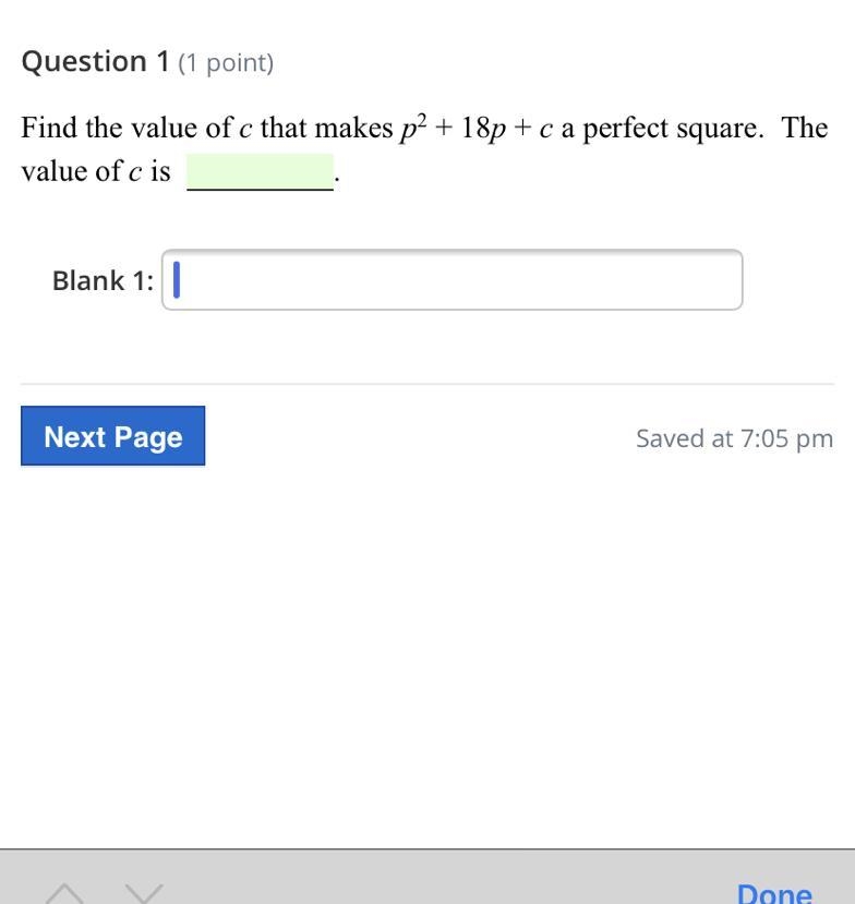 What’s the value of c if p2+18p+c-example-1