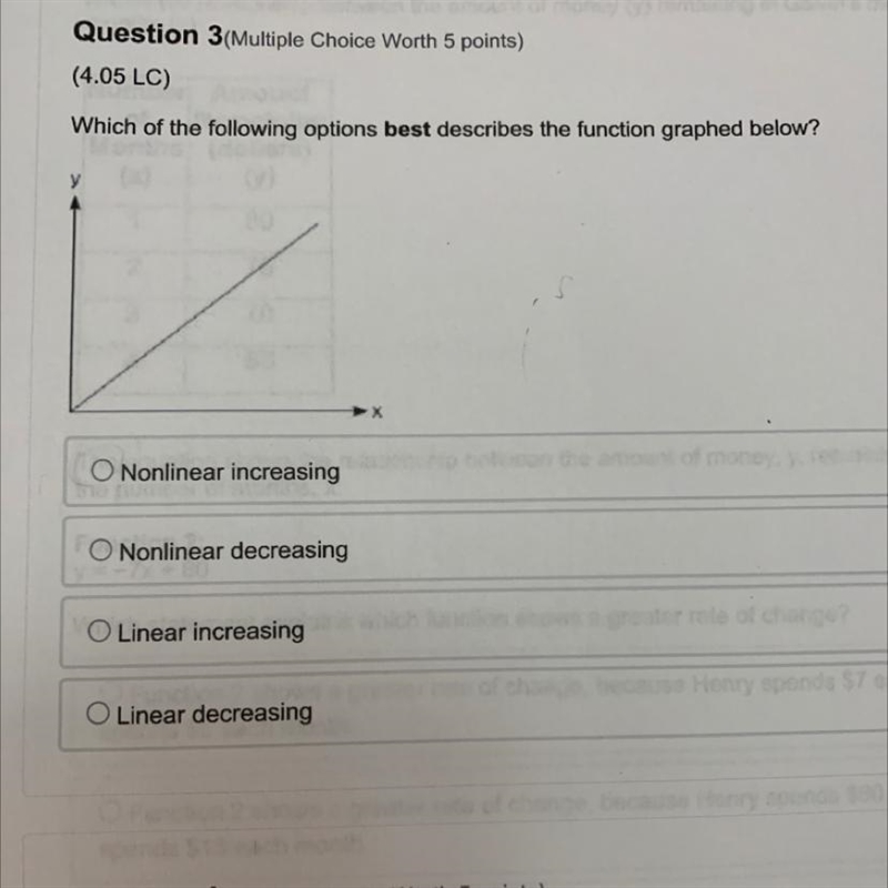 Which of the following options best describes the function graphed below? O.Nonlinear-example-1