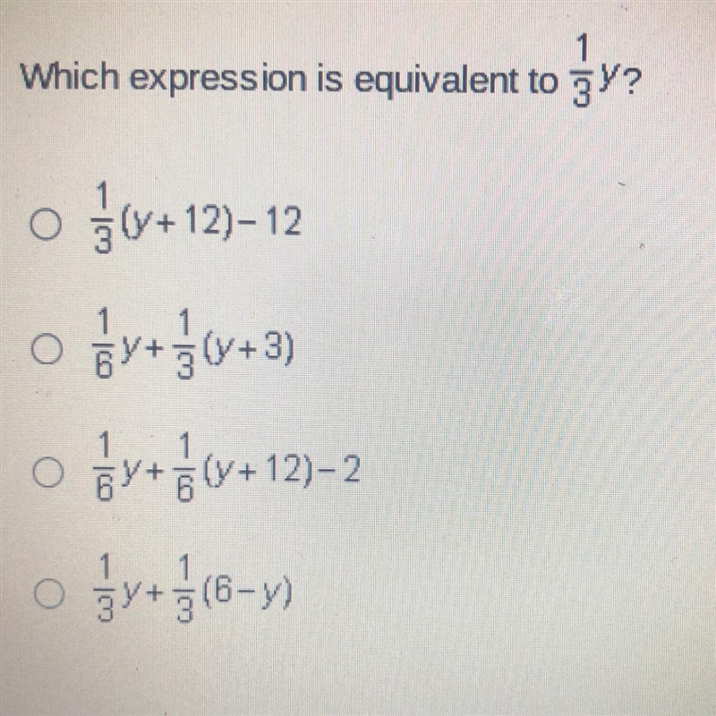 Which expression is equivalent to 1/3y-example-1