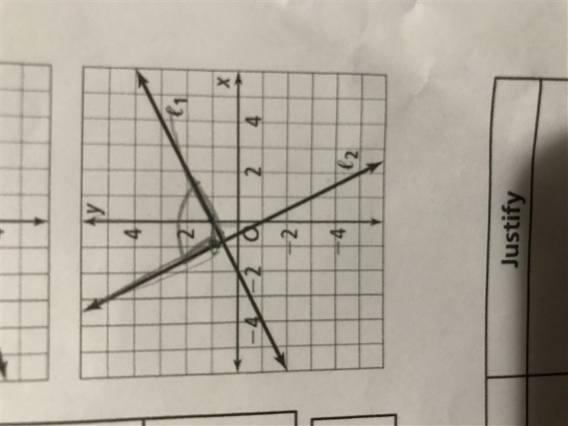 Are lines L1 and L2 perpendicular?? How do I explain and justify it ? Please help-example-1