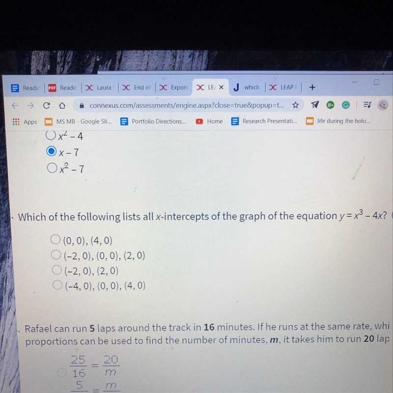 Which of the following list all x - intercepts of the graph of the equation y = x-example-1