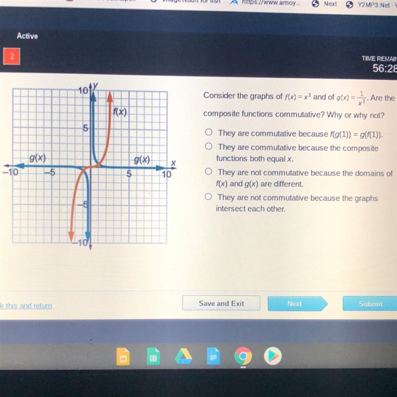 Consider the graphs of f(x) = x^3 and of g(x) = 1/x^3 . Are the composite functions-example-1