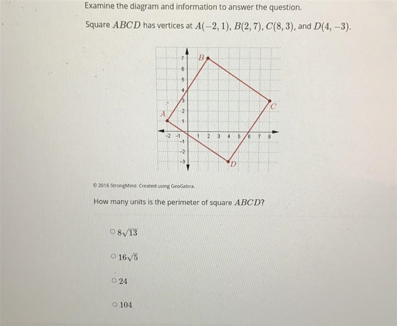 Examine the diagram and information to answer the question. Square ABCD has vertices-example-1