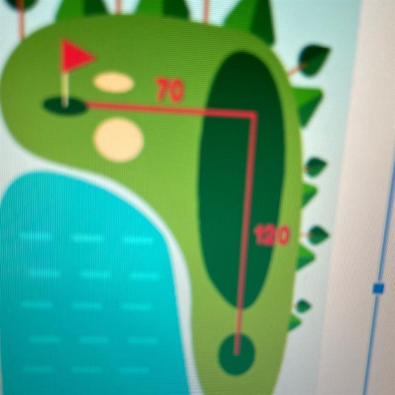 When golfing, a golfer can hit the ball 120 meters north, then 70 meters west to get-example-1