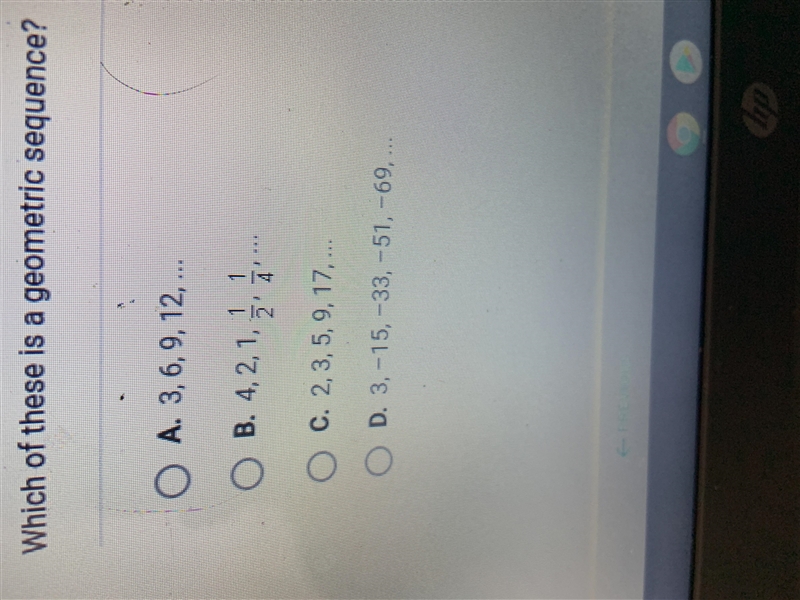 Which of these is a geometric sequence?-example-1