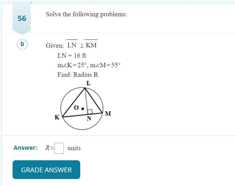 Given LN is perpendicular to KN, LN=16 feet m-example-1