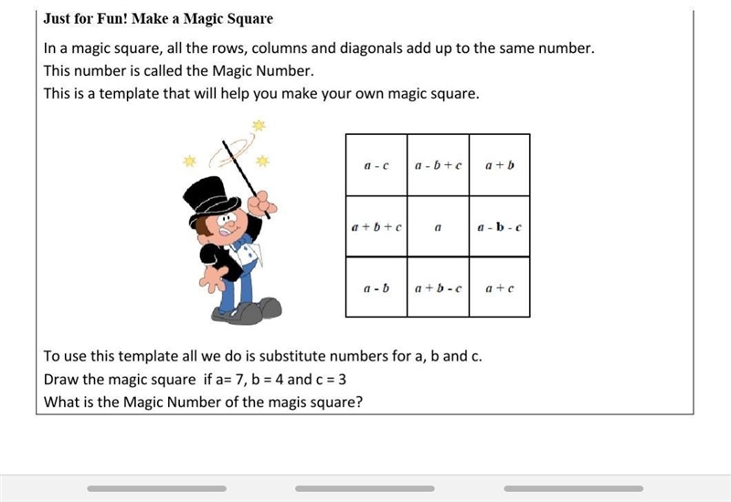 Substatute numbers from A B and C if A=7 B=4 and C=3 What is the magic number of the-example-1