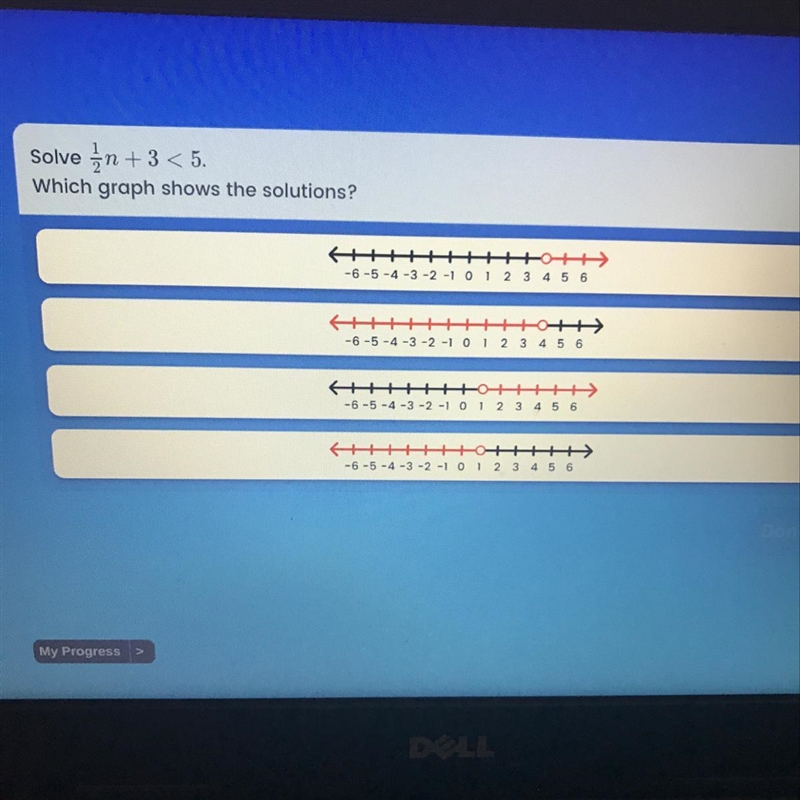 Solve 1/2+3<5 i need help please on this question-example-1