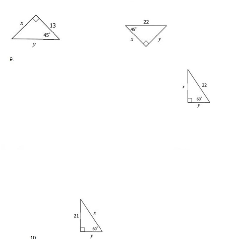 Pls help ASAP!! Find the missing side using the rules for 45-45-90 and 30-60-90 right-example-1