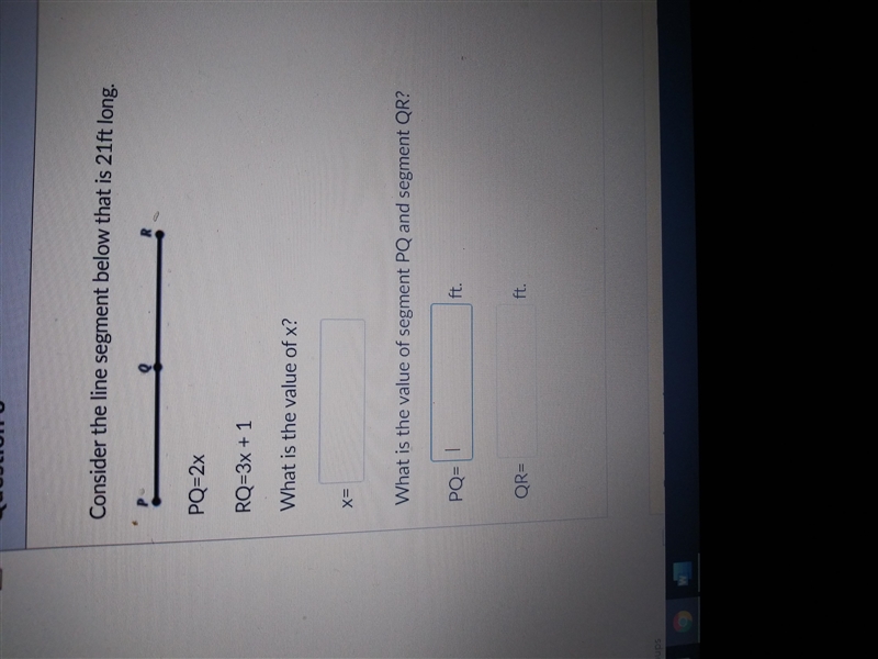 PQ= 2x RQ=3x+1 What is the value of x-example-1