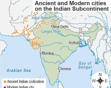 50 points The map shows ancient and modern cities on the Indian subcontinent. A map-example-1