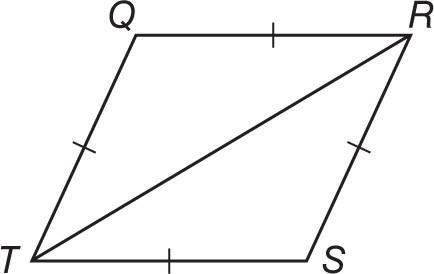 The rhombus QRST is made of two congruent isosceles triangles. Given m∠QTS = 64, what-example-1