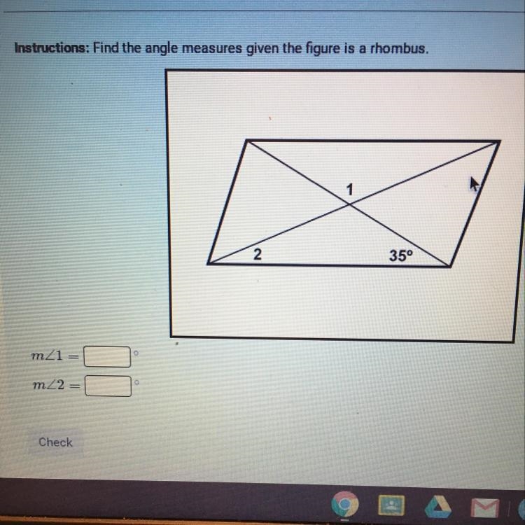 Instructions: Find the angle measures given the figure is a rhombus.-example-1