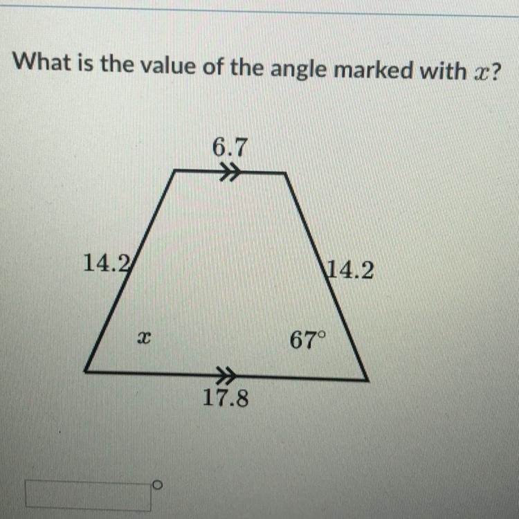 What is the value of the angle marked with x?-example-1