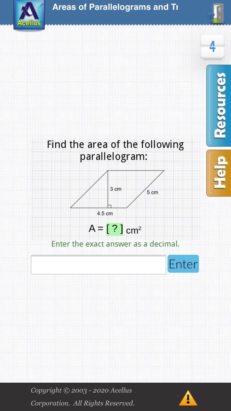 Find the area of the following parallelogram-example-1