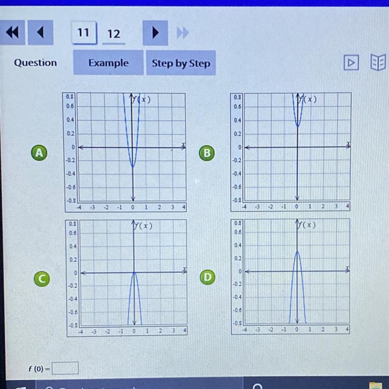 Select the graph of the function f(x)=0-3 - 3x^2. Then find the value of f(x) when-example-1