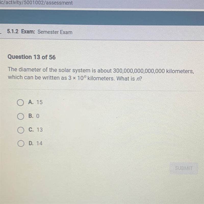 The diameter of the solar system is about 300,000,000,000,000 kilometers, which can-example-1