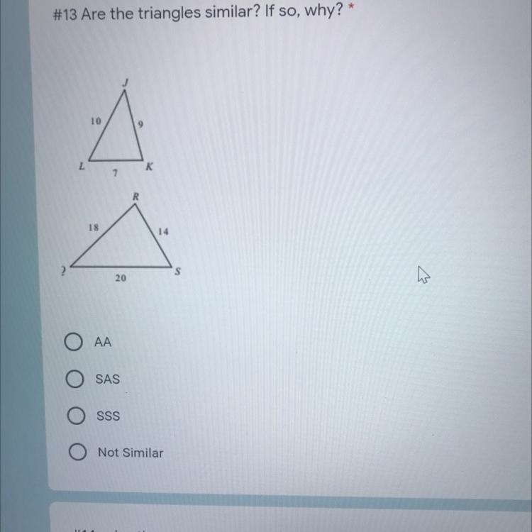 Are the triangles similar? If so, why?-example-1