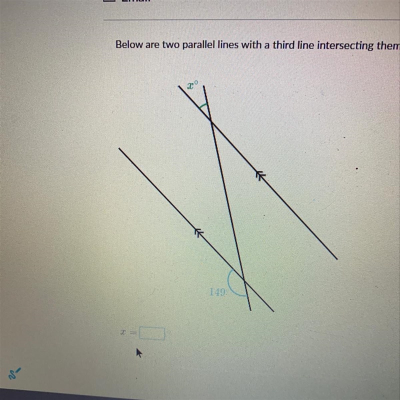 Below are two parallel lines with a third line intersecting them-example-1