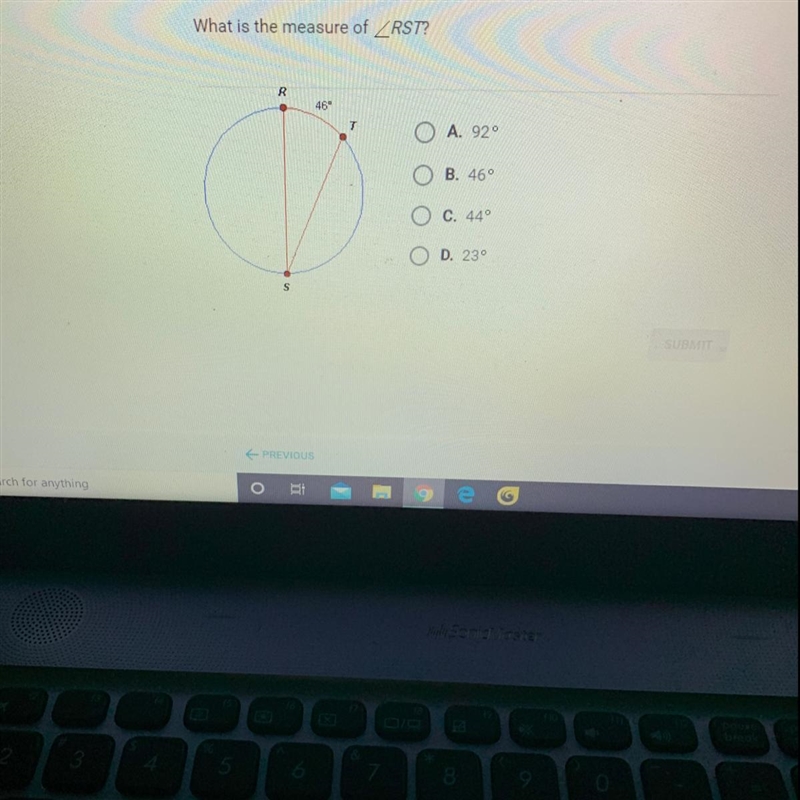 What is the measure of RST?-example-1