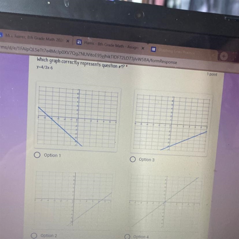 Which graph correctly represents question y-4/3X-6-example-1