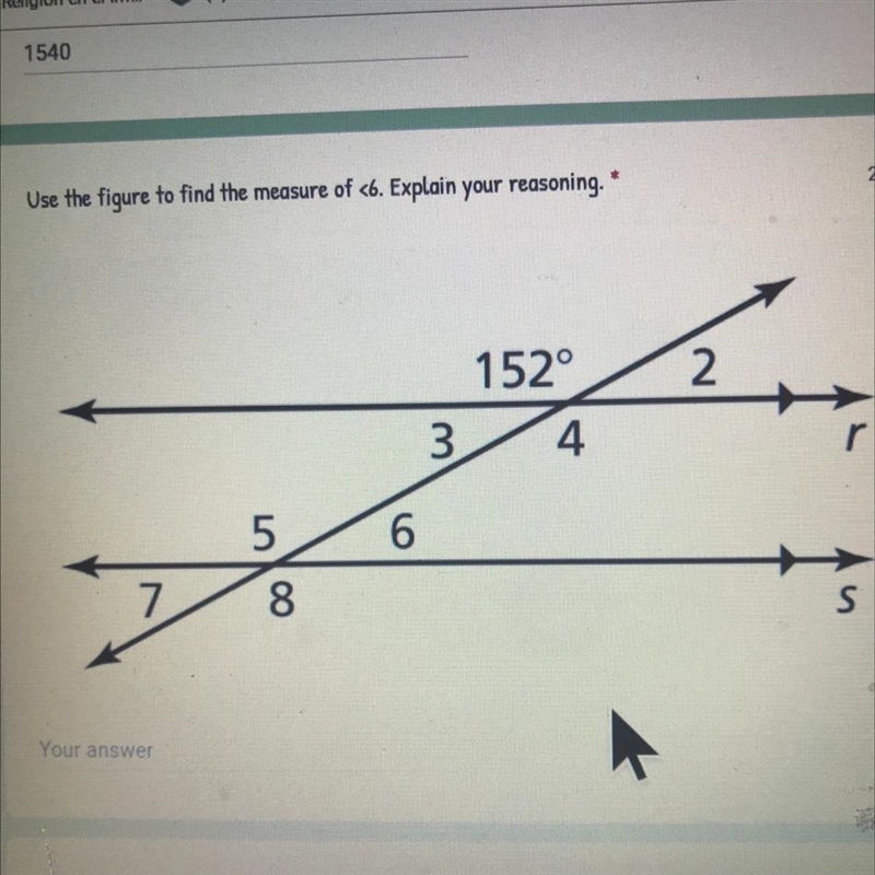 Use the figure to find the measure of <6. Explain your reasoning. 2 points 152 2 4 5 6 8 S-example-1