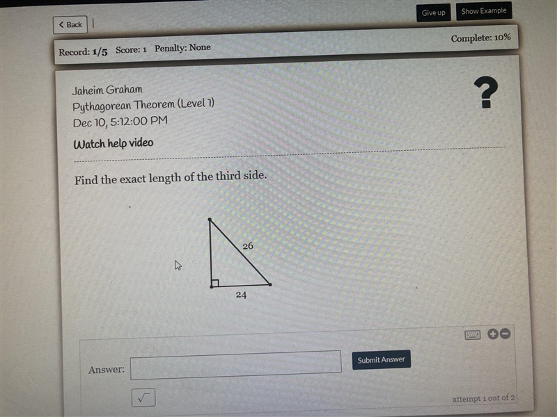 Find the exact length of the third side . Need help ASAP !-example-1