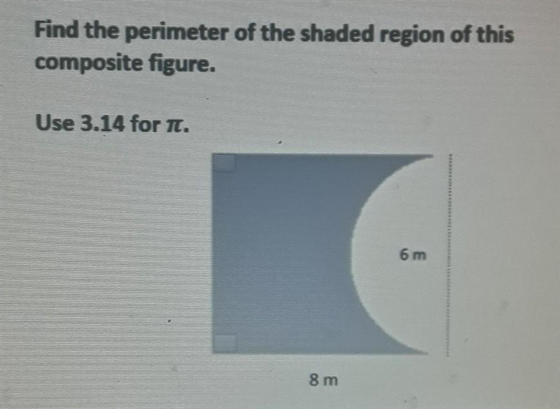 Find the perimeter of the shaded region of this composite figure. ​-example-1